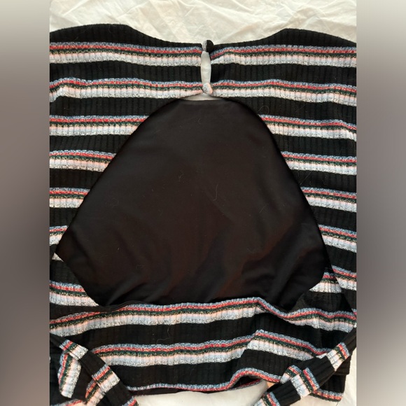 Revolve Open Back Privacy Please Striped Crop Top | bow tie detail - Picture 8 of 8